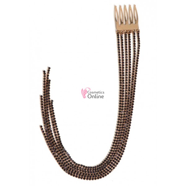 Accesoriu pentru par cu pini PRL10AA cu 6 siraguri de strasuri negre